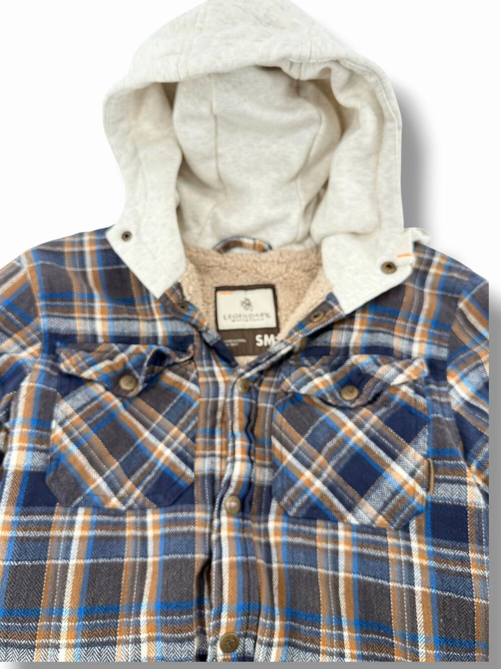Legendary‎ Whitetails Mens Sherpa Lined Hooded Flannel Shirt Jacket Plaid SMALL